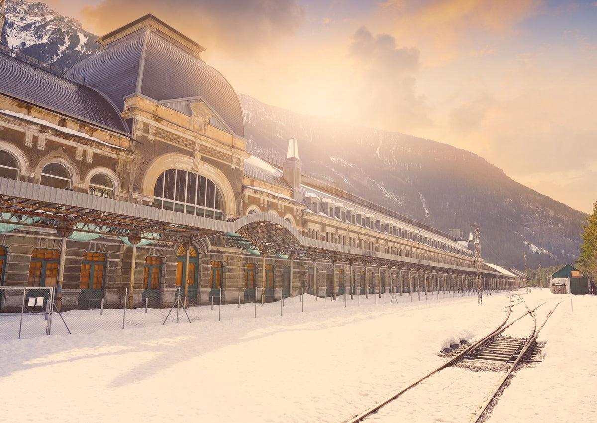 Winter Railway Terminal Mural Wallpaper - pure wallpaper artwork