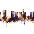 Tel Aviv Skyline Purple & Bronze Mural Wallpaper - pure wallpaper artwork
