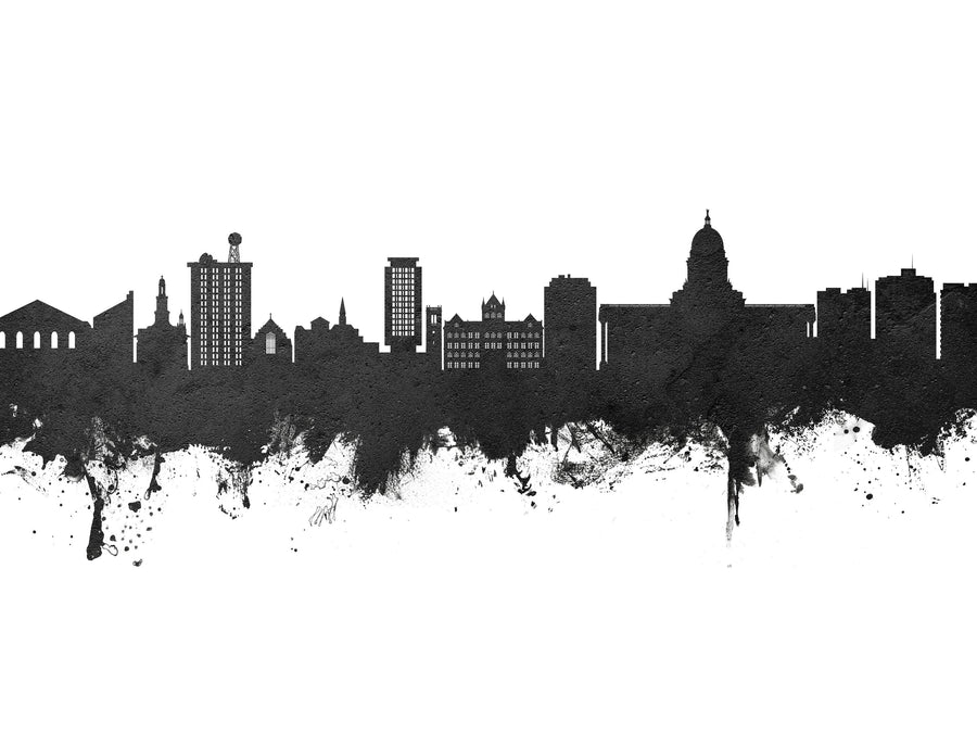 Madison Wisconsin Skyline Black & White Mural Wallpaper