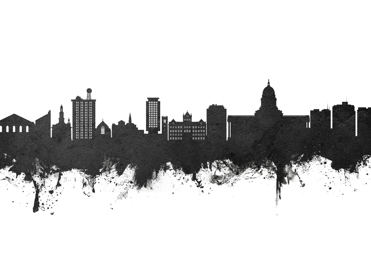 Madison Wisconsin Skyline Black & White Mural Wallpaper - pure wallpaper artwork