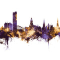 Sheffield England Skyline Purple & Gold Mural Wallpaper - pure wallpaper artwork