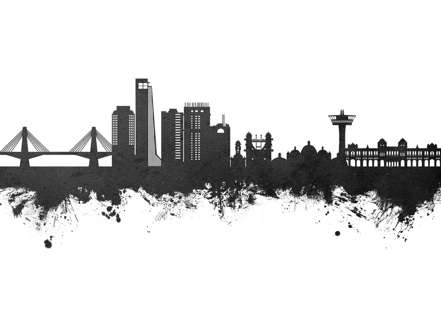 Chattogram Bangladesh Skyline Black & White Mural Wallpaper