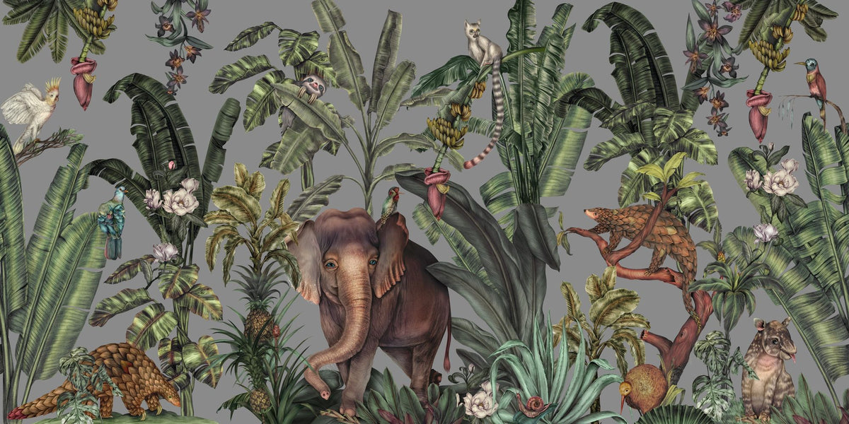 Jungle Kingdom, Slate Mural Wallpaper - pure wallpaper artwork