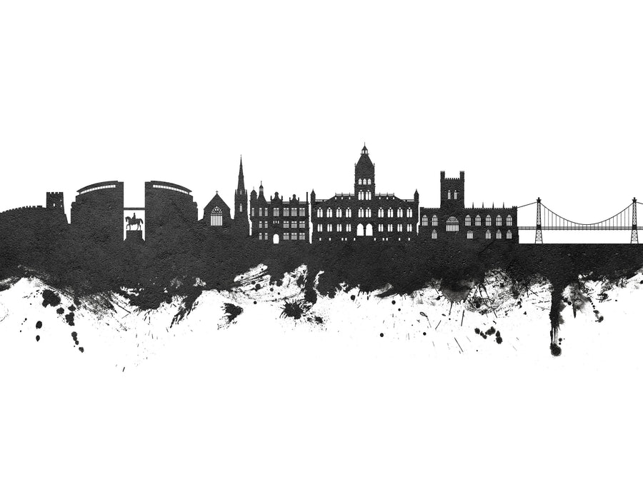 Chester England Skyline Black & White Mural Wallpaper