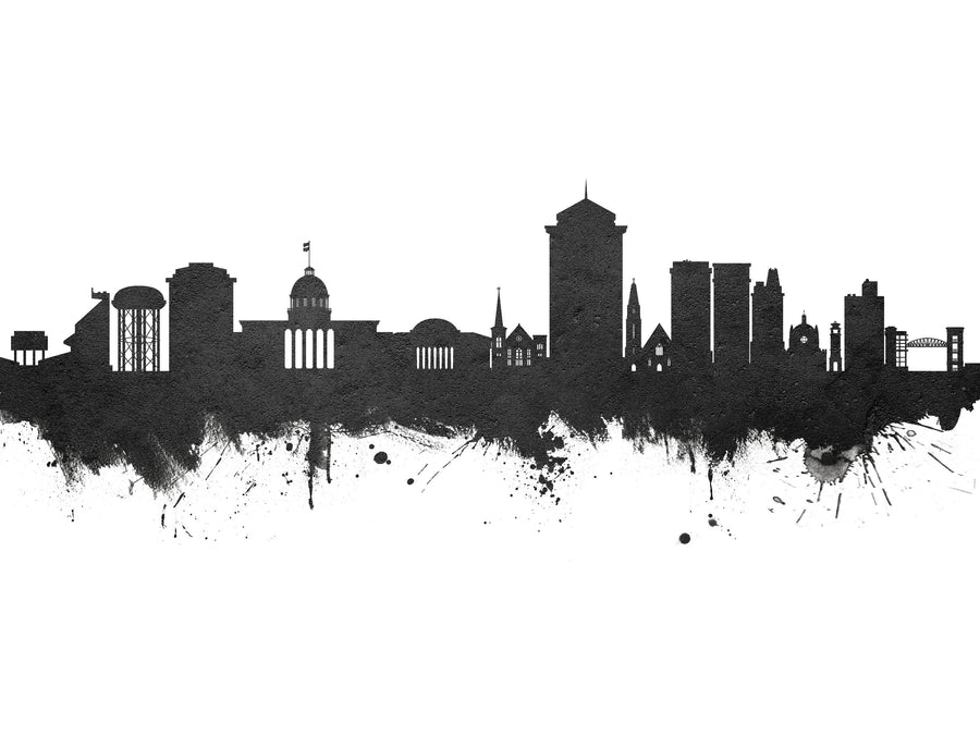 Montgomery Alabama Skyline Black & White Mural Wallpaper