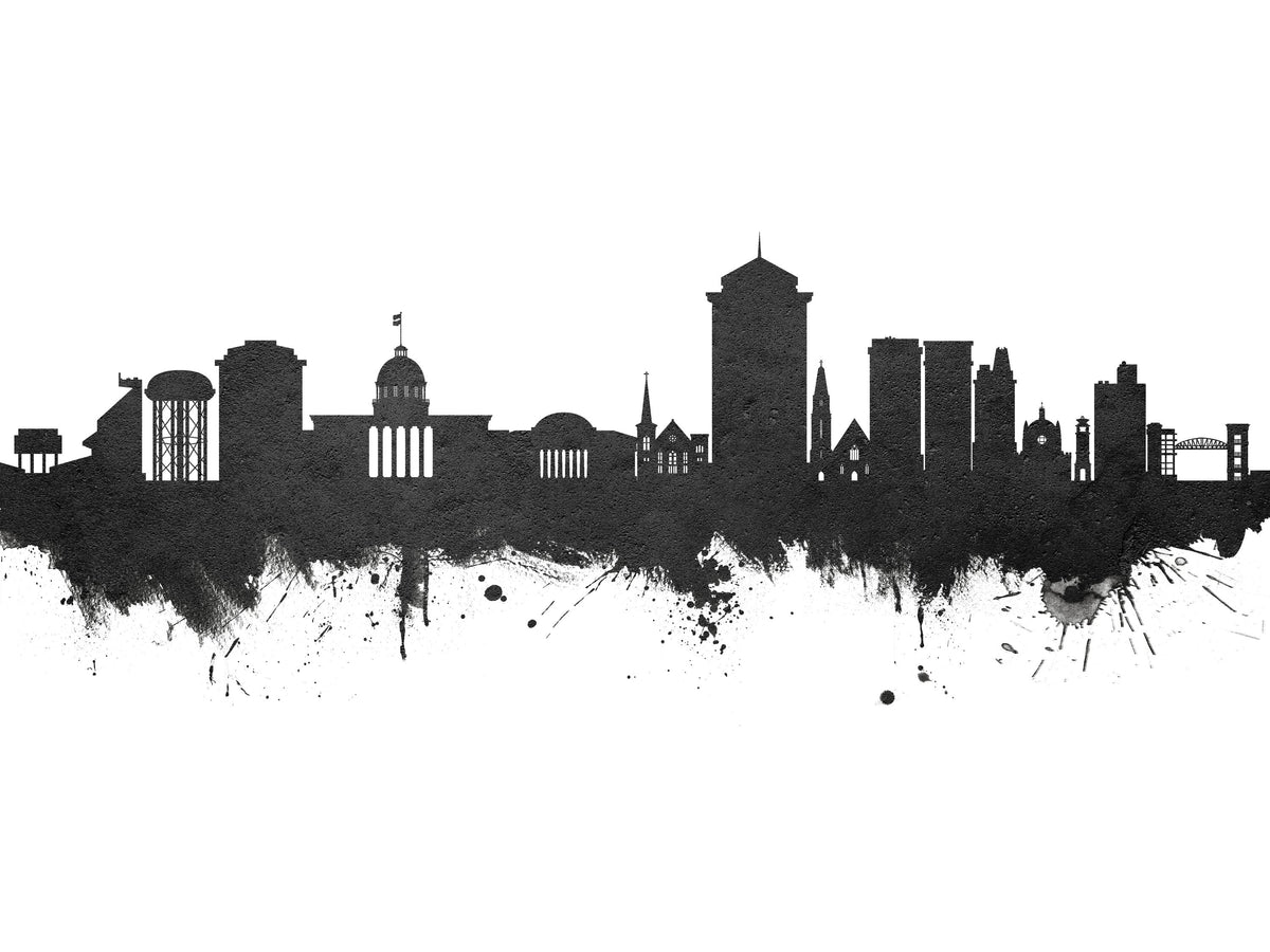 Montgomery Alabama Skyline Black & White Mural Wallpaper - pure wallpaper artwork