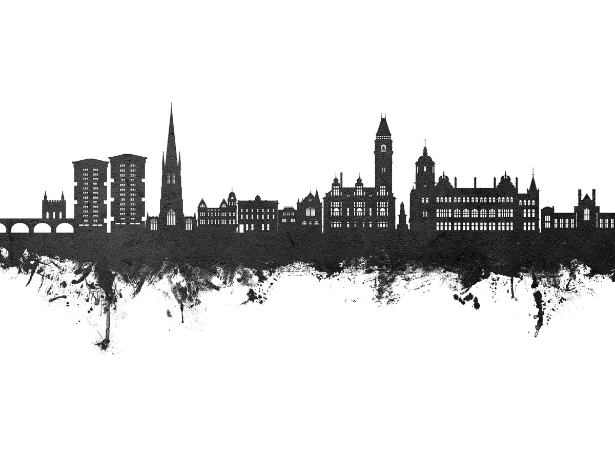 Wakefield England Skyline Black & White Mural Wallpaper - pure wallpaper artwork