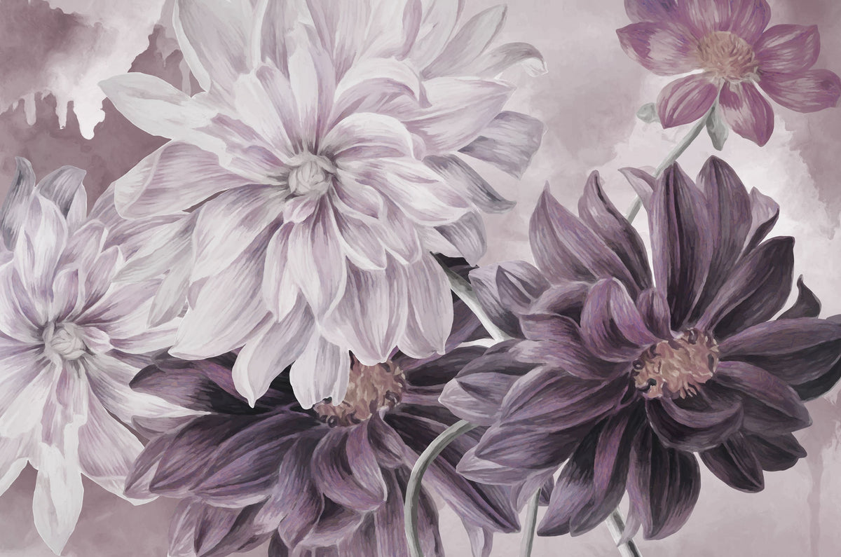Focus on the Dahlia Red Mural Wallpaper - pure wallpaper artwork