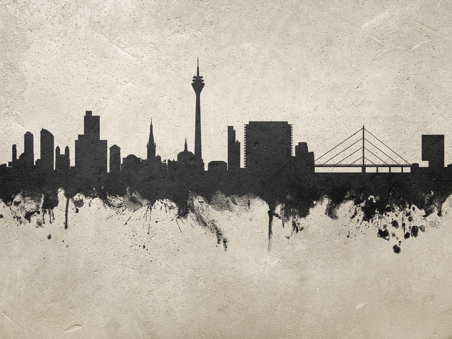 Düsseldorf Germany Skyline Concrete Mural Wallpaper