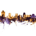 Salt Lake City Utah Skyline Purple & Gold Mural Wallpaper - pure wallpaper artwork