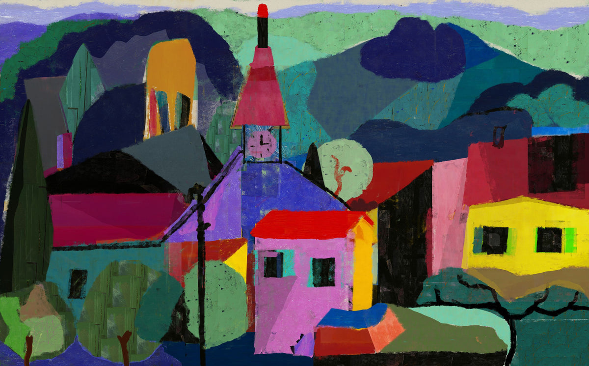 Village Fairytale Mural Wallpaper - pure wallpaper artwork