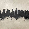Tokyo Japan Skyline Concrete Mural Wallpaper - pure wallpaper artwork