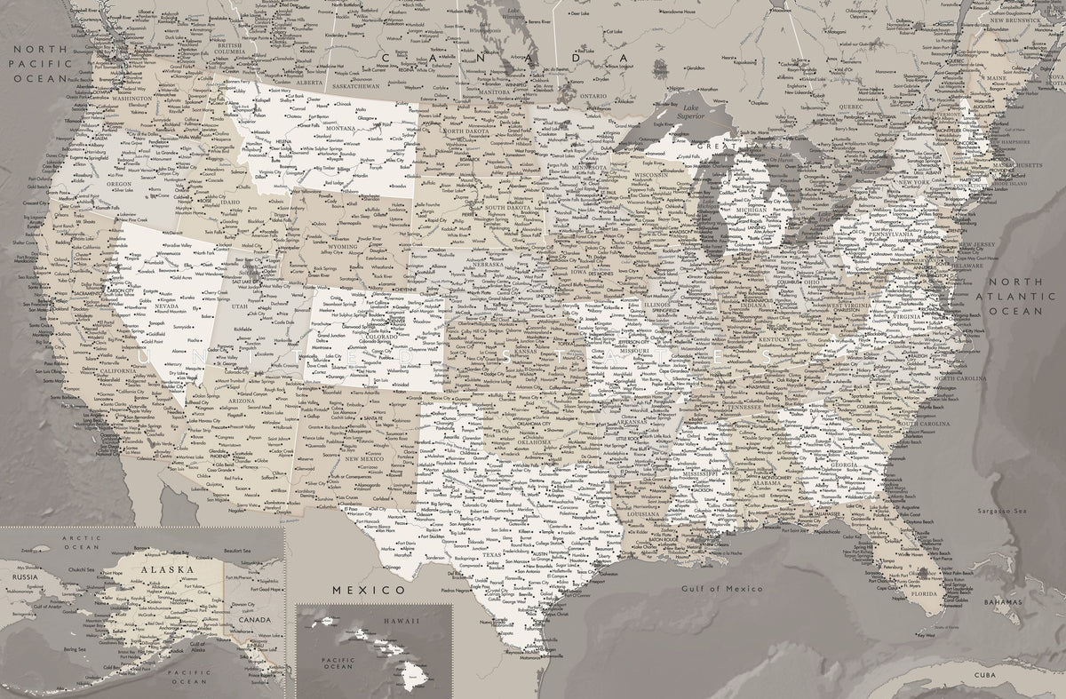 US Map Detailed - Davey Mural Wallpaper - pure wallpaper artwork