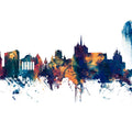 Geneva Switzerland Skyline Blue & Bronze Mural Wallpaper - pure wallpaper artwork