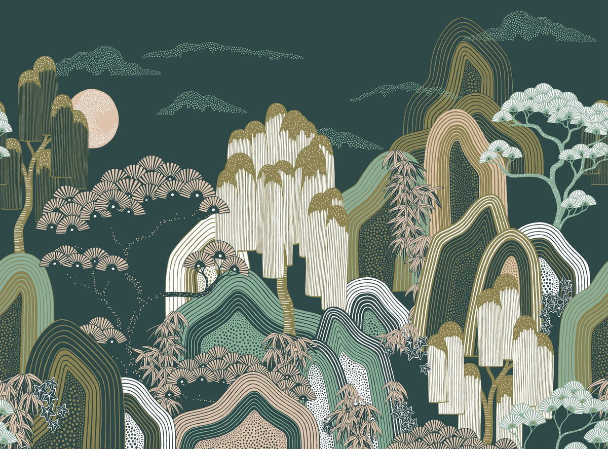 Whispers of the Mountain, Green Mural Wallpaper - pure wallpaper artwork