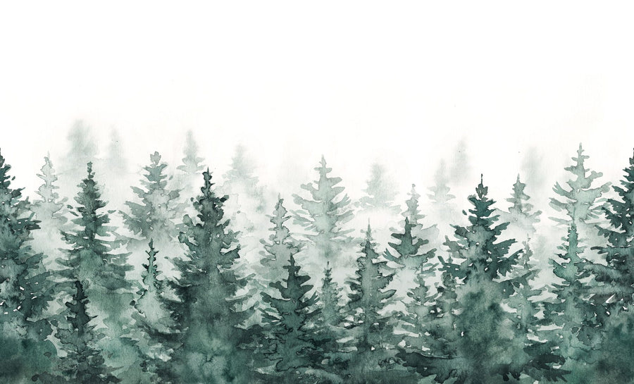 Watercolor Wallpaper Mural – Watercolour Wall Mural – Juniper Treetops, Watercolor printable artwork