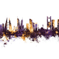 Manama Skyline Purple & Gold Mural Wallpaper - pure wallpaper artwork