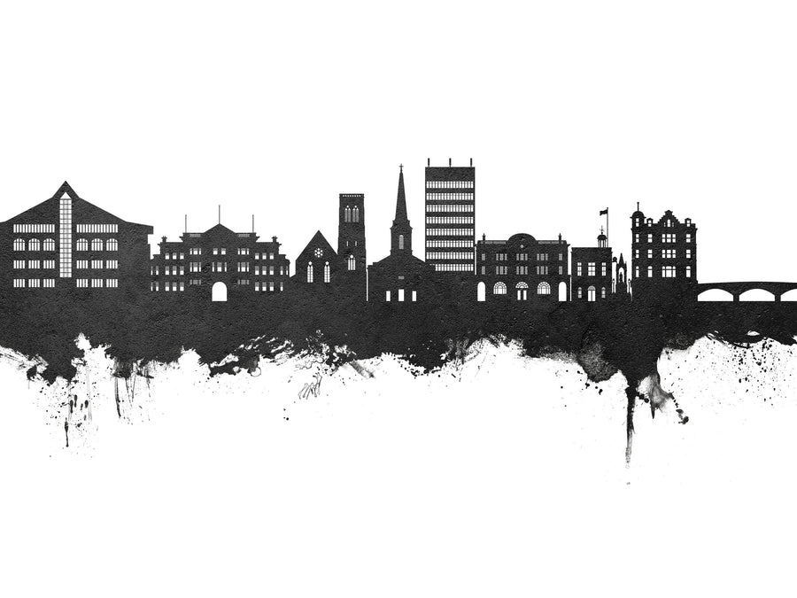 Maidstone England Skyline Black & White Mural Wallpaper