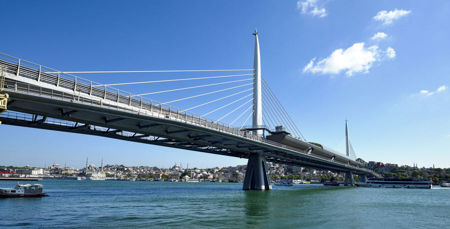 Urban Suspension Bridge Mural Wallpaper