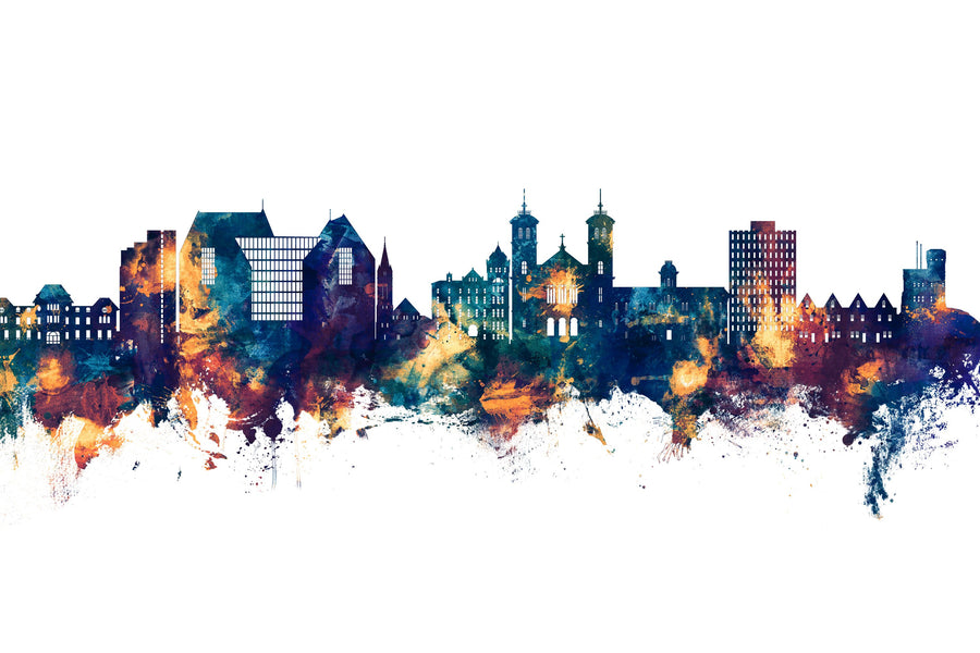 St John's Canada Skyline Blue & Bronze Mural Wallpaper