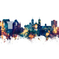 St John's Canada Skyline Blue & Bronze Mural Wallpaper - pure wallpaper artwork