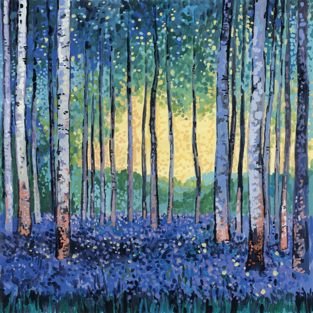 Birch Forest Flower Garden Mural Wallpaper - pure wallpaper artwork