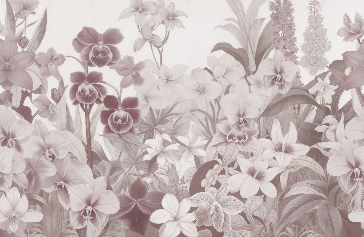 The Tenderness of Orchids, Rosy Salmon Mural Wallpaper - pure wallpaper artwork