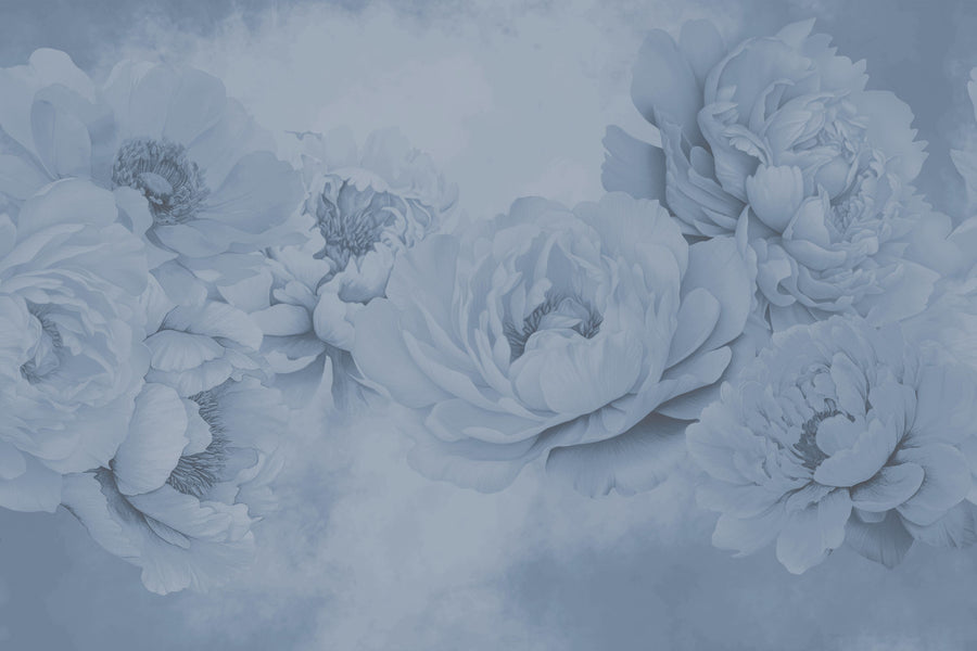 Transcendent Peony, Periwinkle Mural Wallpaper