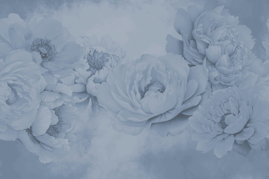 Floral Wallpaper Mural – Flower Wallpaper – Transcendent Peony, Periwinkle printable artwork