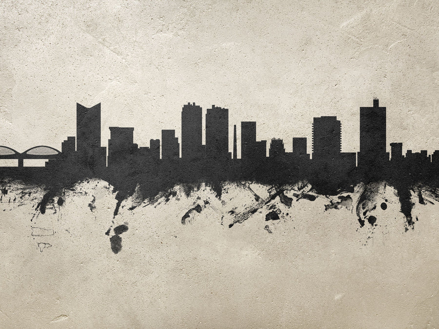 Fort Worth Texas Skyline Concrete Mural Wallpaper