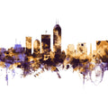 Indianapolis Indiana Skyline Purple & Gold Mural Wallpaper - pure wallpaper artwork