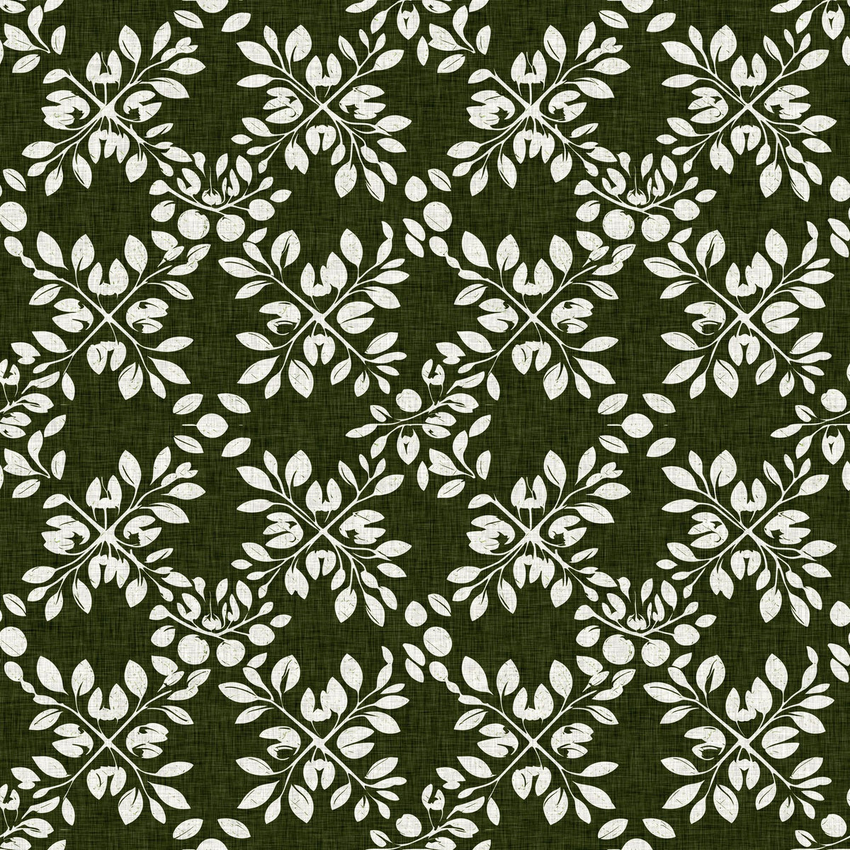 Trellis Leaves, Forest Green Mural Wallpaper - pure wallpaper artwork