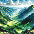 Expansive Mountain Valley Landscape Mural Wallpaper - pure wallpaper artwork
