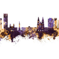 Quito Ecuador Skyline Purple & Gold Mural Wallpaper - pure wallpaper artwork