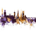 Shrewsbury England Skyline Purple & Gold Mural Wallpaper - pure wallpaper artwork