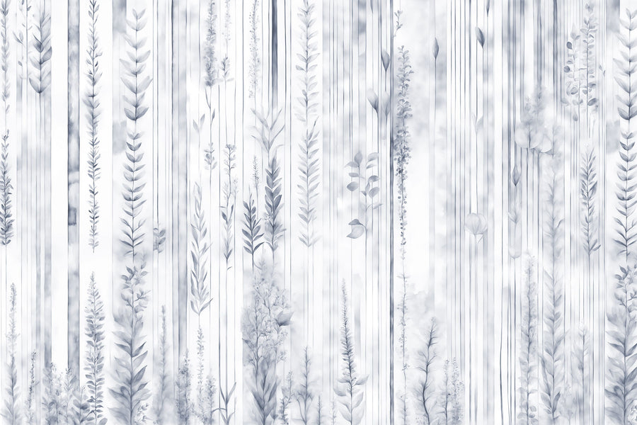 Botanical Wall Blue Mural Wallpaper