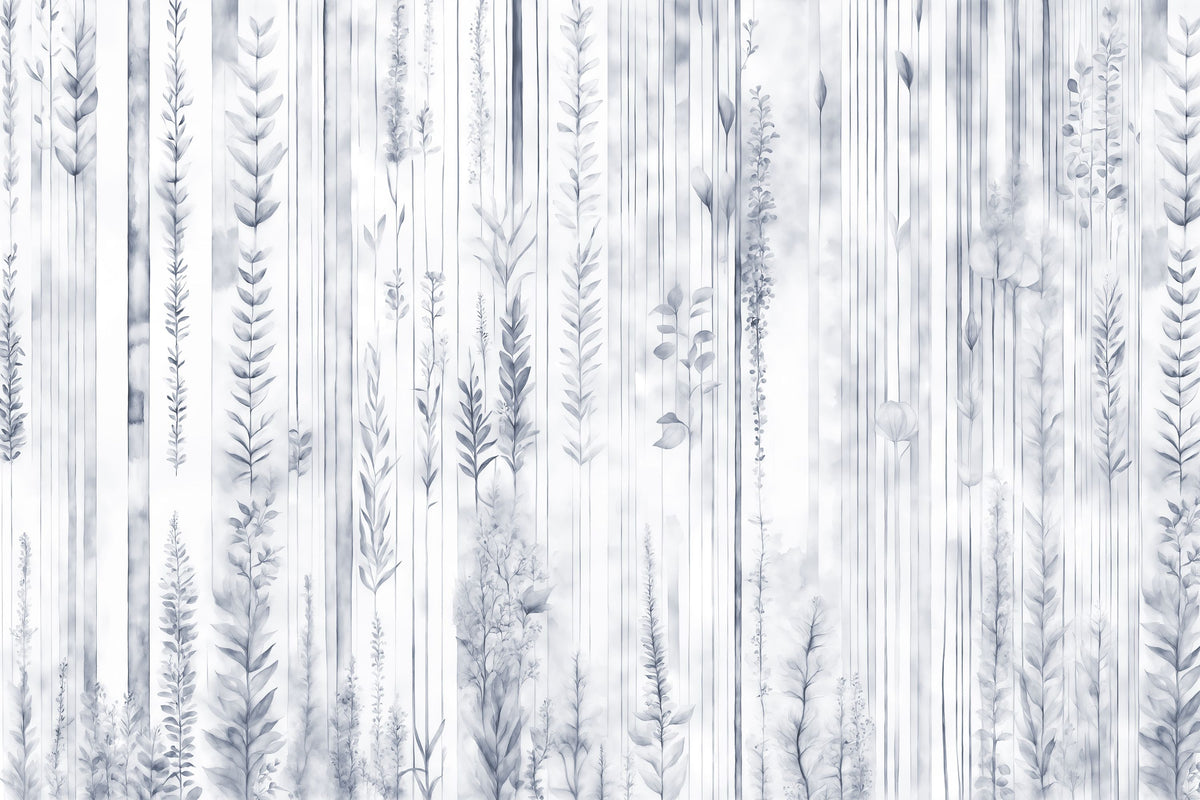 Botanical Wall Blue Mural Wallpaper - pure wallpaper artwork