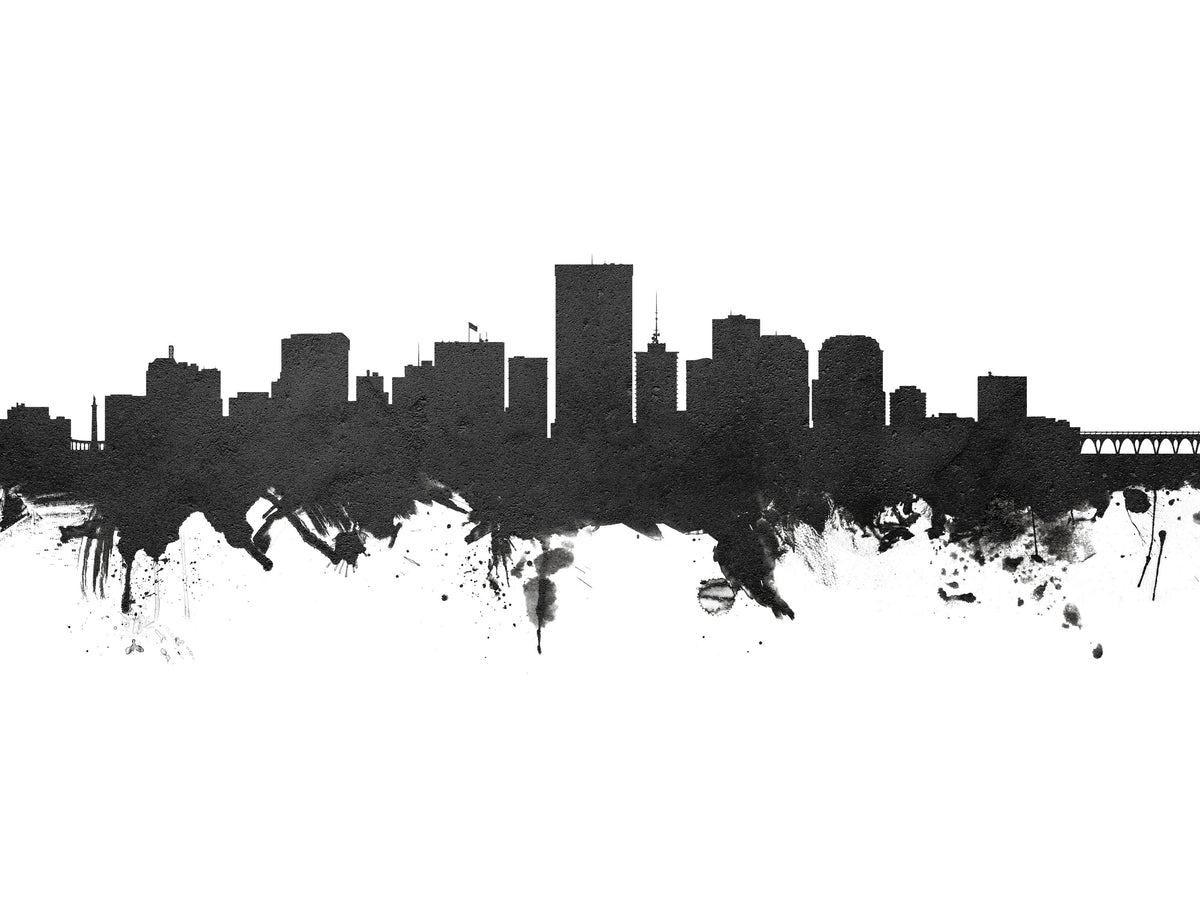 Richmond Virginia Skyline Black & White Mural Wallpaper - pure wallpaper artwork