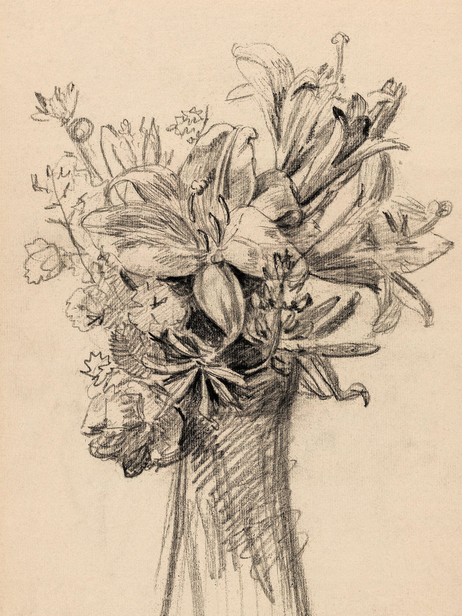Flowers in a Vase Sketch Mural Wallpaper