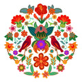 Otomi Floral Birds Mural Wallpaper - pure wallpaper artwork