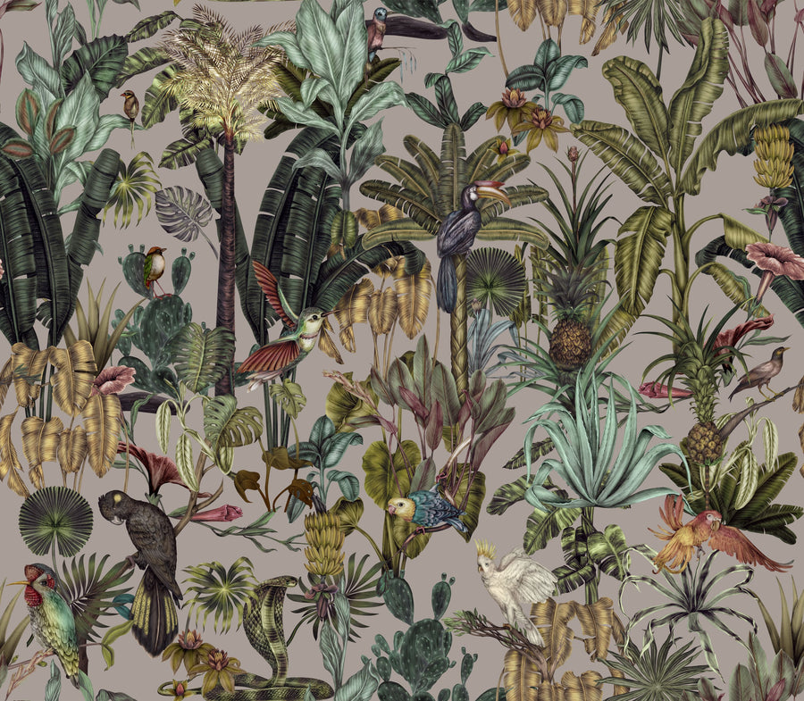 Tropical Wonderland, Lavender Mural Wallpaper