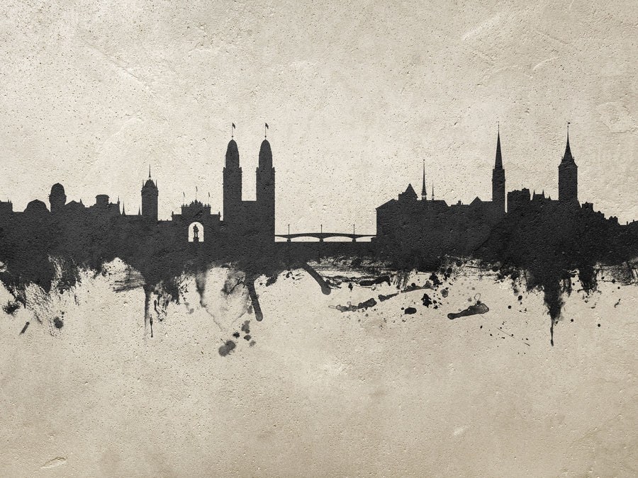Zurich Switzerland Skyline Concrete Mural Wallpaper