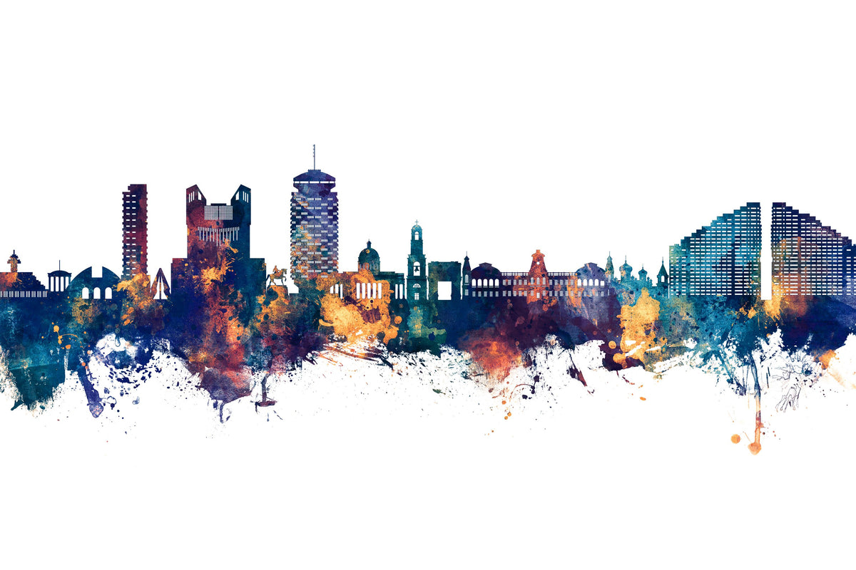 Chisinau Moldova Skyline Blue & Bronze Mural Wallpaper - pure wallpaper artwork