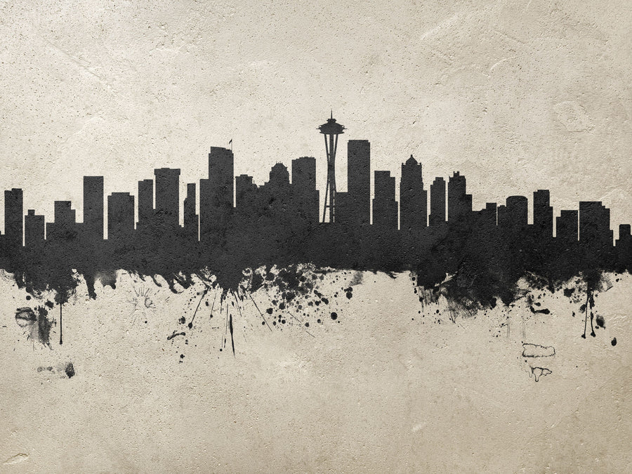 Seattle Skyline Concrete Mural Wallpaper