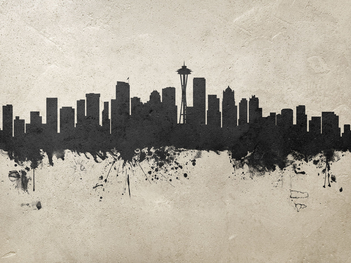 Seattle Skyline Concrete Mural Wallpaper - pure wallpaper artwork