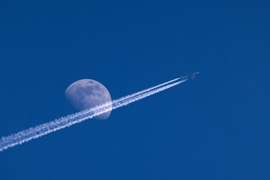 Moon Wallpaper Mural – Lunar Wall Mural – Airplane Trails and Moon printable artwork