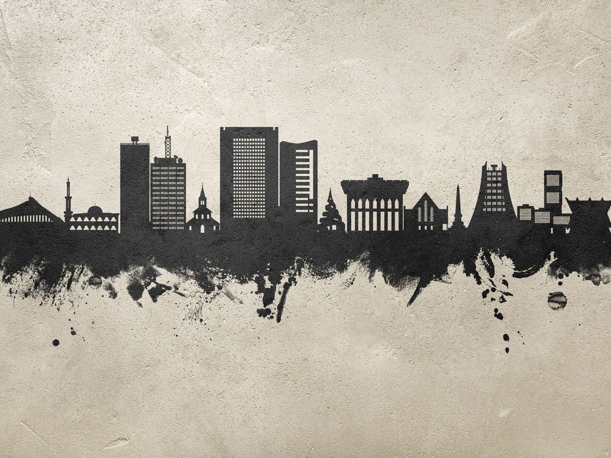 Yaoundé Cameroon Skyline Concrete Mural Wallpaper - pure wallpaper artwork