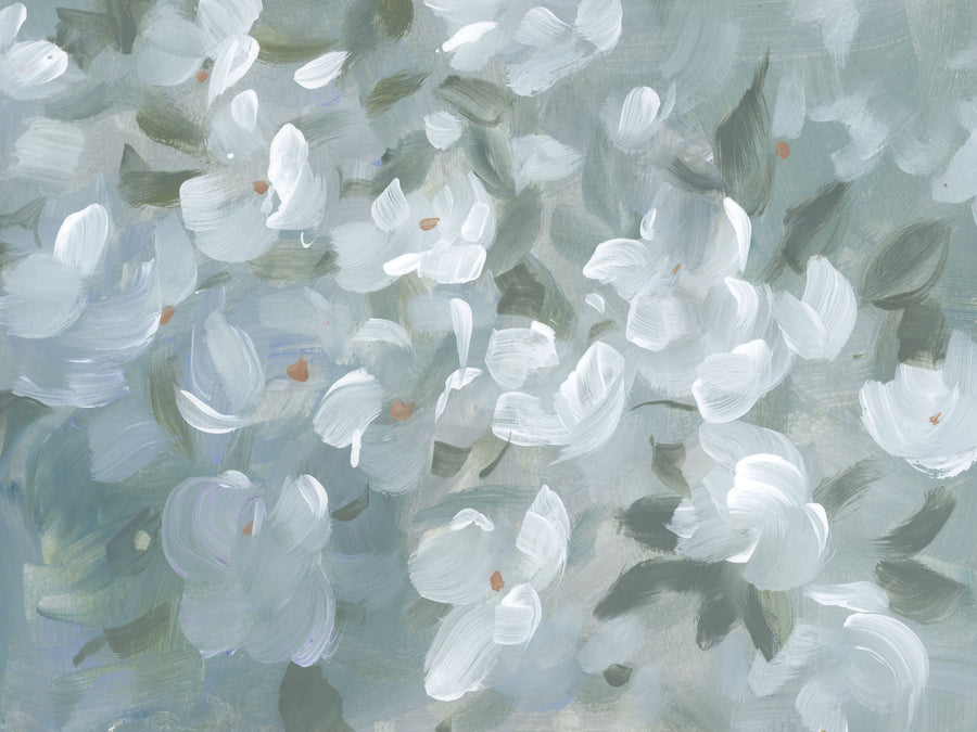 Little All Over White Flowers Mural Wallpaper