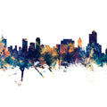 Tulsa Oklahoma Skyline Blue & Bronze Mural Wallpaper - pure wallpaper artwork