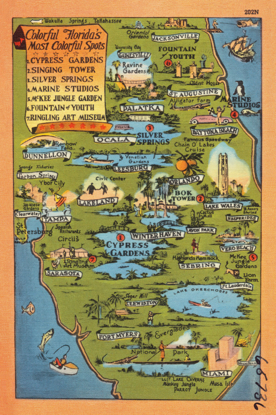 Vintage South Florida Map Mural Wallpaper